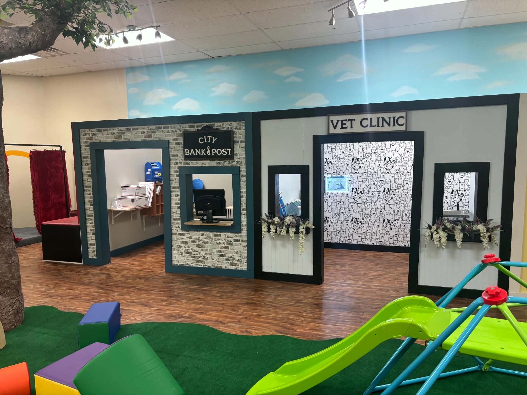 City-themed play area at Let's Go Play